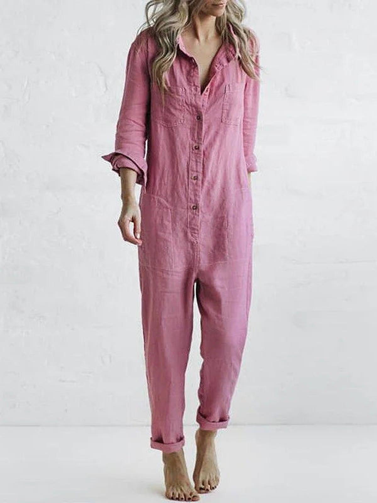 Dames Jumpsuit met Ontspannen Pasvorm en Knopsluiting - Harlett