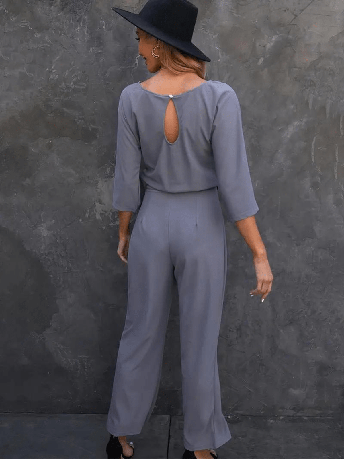 Dames Jumpsuit Met Strikceintuur Wijde Benen En ¾ Mouwen - Harlett