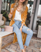 Dames Lange Fluwelen Duster Vest - Harlett