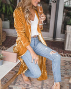 Dames Lange Fluwelen Duster Vest - Harlett