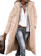 Dames Lange Reversible Winterjas met Capuchon en Teddy Voering - Harlett