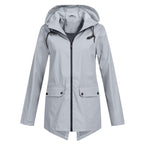 Dames Lange Waterdichte Regenjas Met Capuchon - Harlett