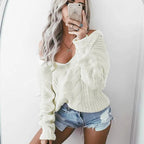 Dames Oversized Gebreide Trui Met V - Hals - Harlett