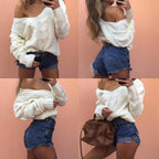 Dames Oversized Gebreide Trui Met V - Hals - Harlett