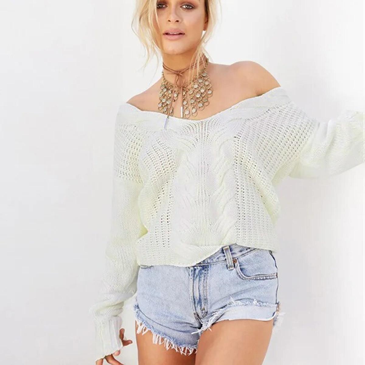 Dames Oversized Gebreide Trui Met V - Hals - Harlett