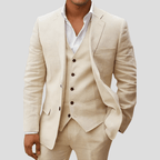 Drie - Delige Linnen Pak Voor Mannen: Blazer, Gilet En Broek - Harlett