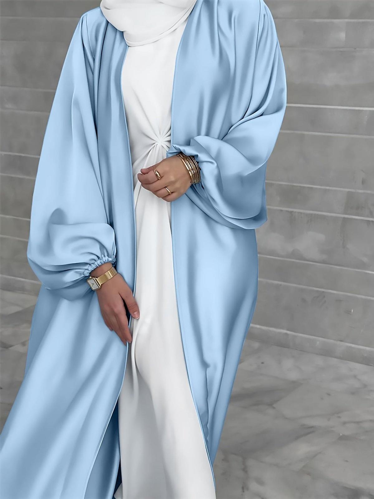 Elegante Abaya Maxi Jurk Met Lantaarnmouwen En Flatterende Riem - Harlett