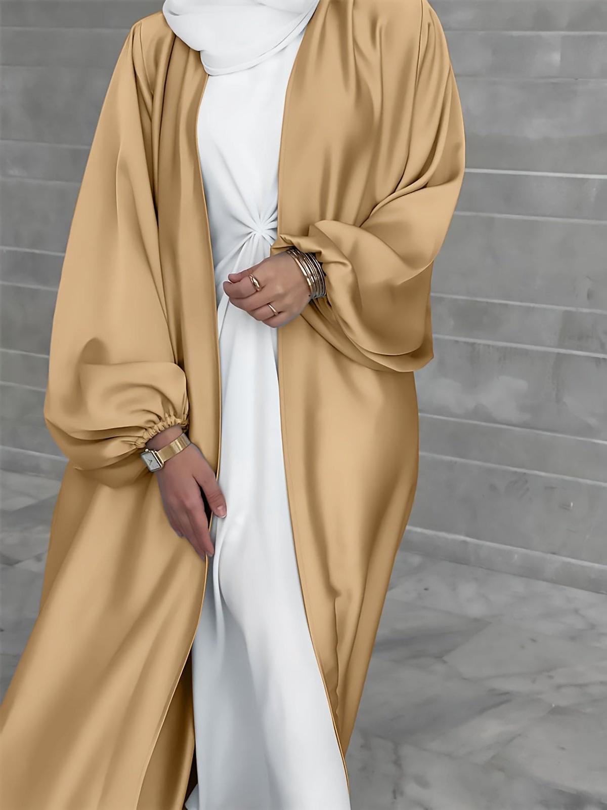 Elegante Abaya Maxi Jurk Met Lantaarnmouwen En Flatterende Riem - Harlett