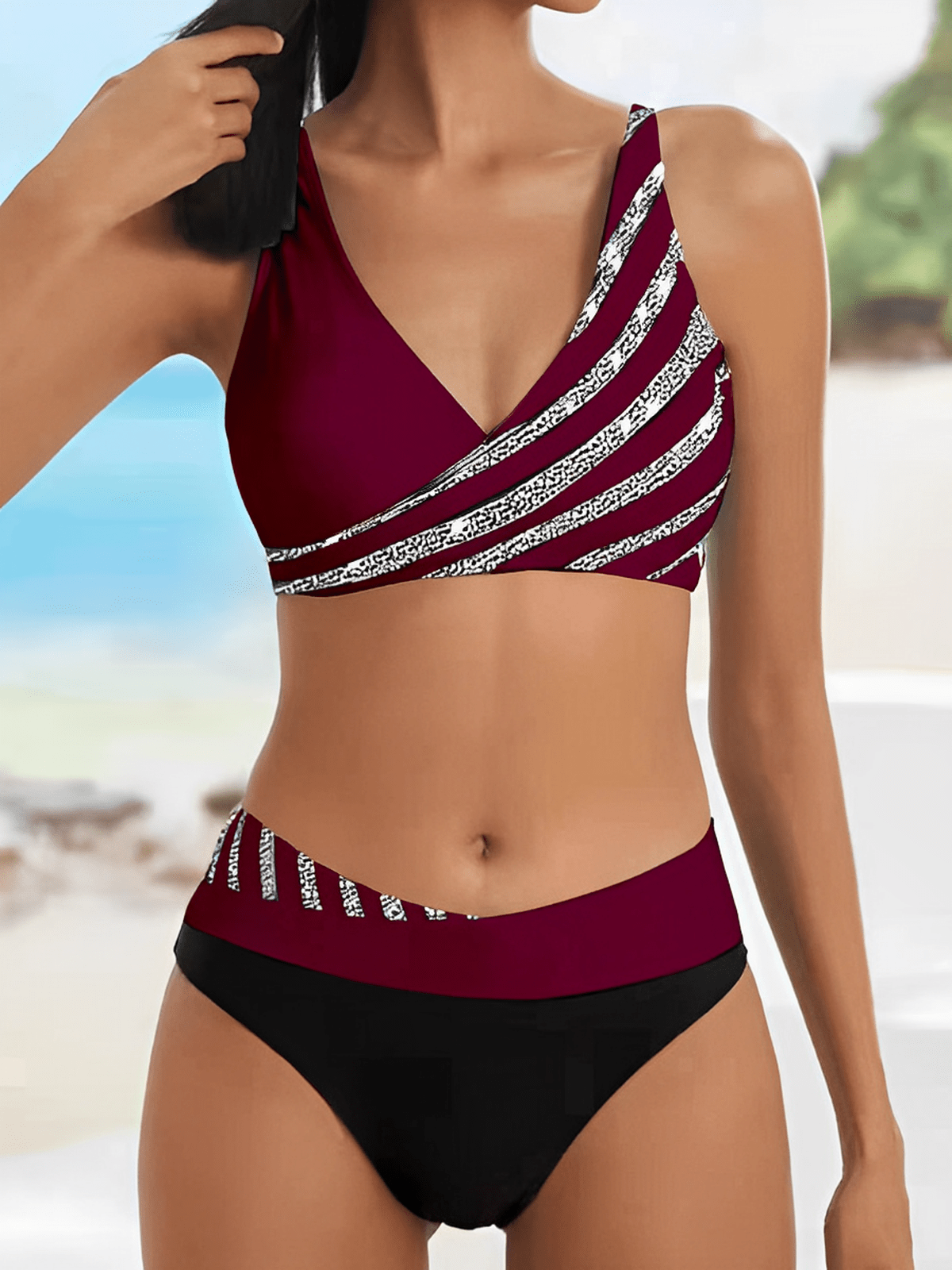 Feminine Striped Bikini Badpak Voor Vrouwen Met Flatterende Pasvorm - Harlett