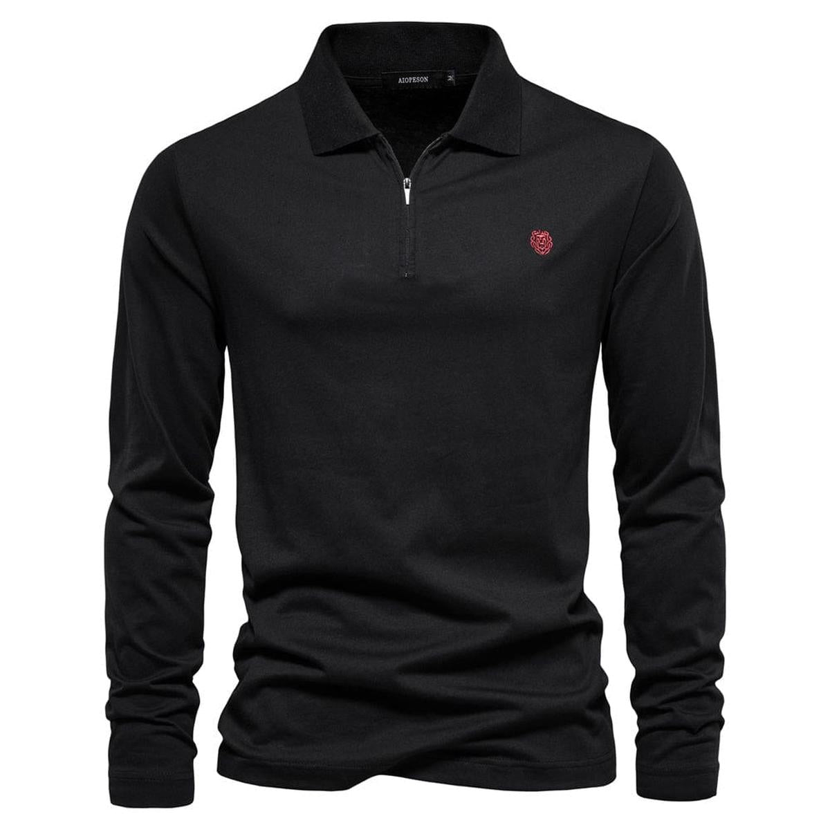 Half - Zip Polo Shirt Met Lange Mouwen En Gestructureerde Kraag Voor Mannen - Harlett