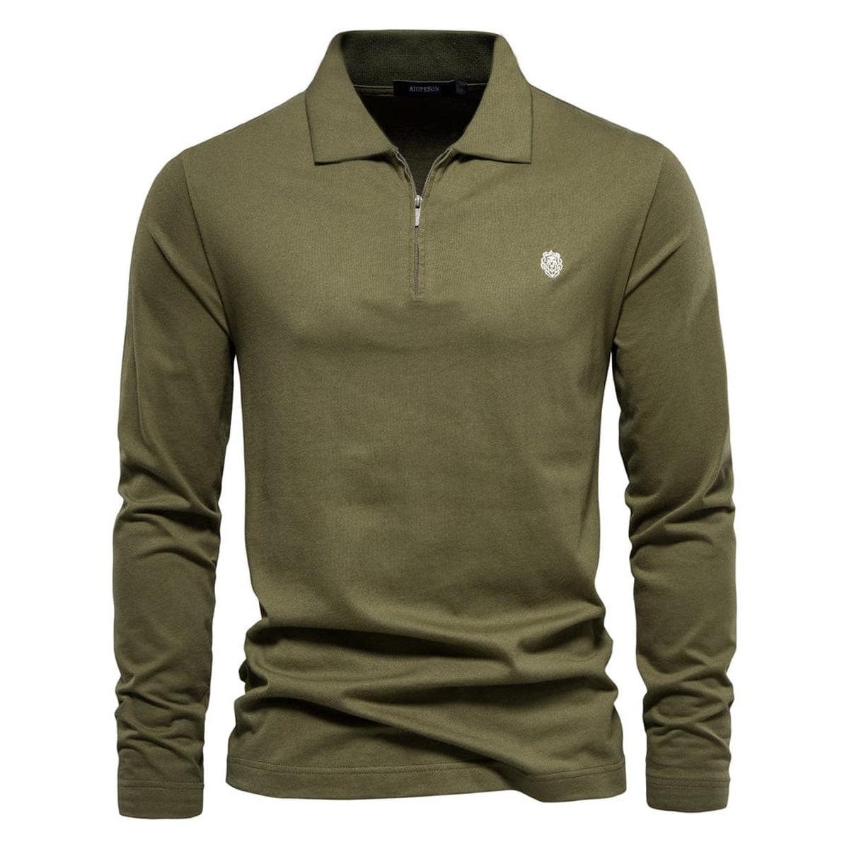 Half - Zip Polo Shirt Met Lange Mouwen En Gestructureerde Kraag Voor Mannen - Harlett