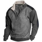 Heren Kwartrits Trui met Sherpa Kraag en Patch Details - Harlett
