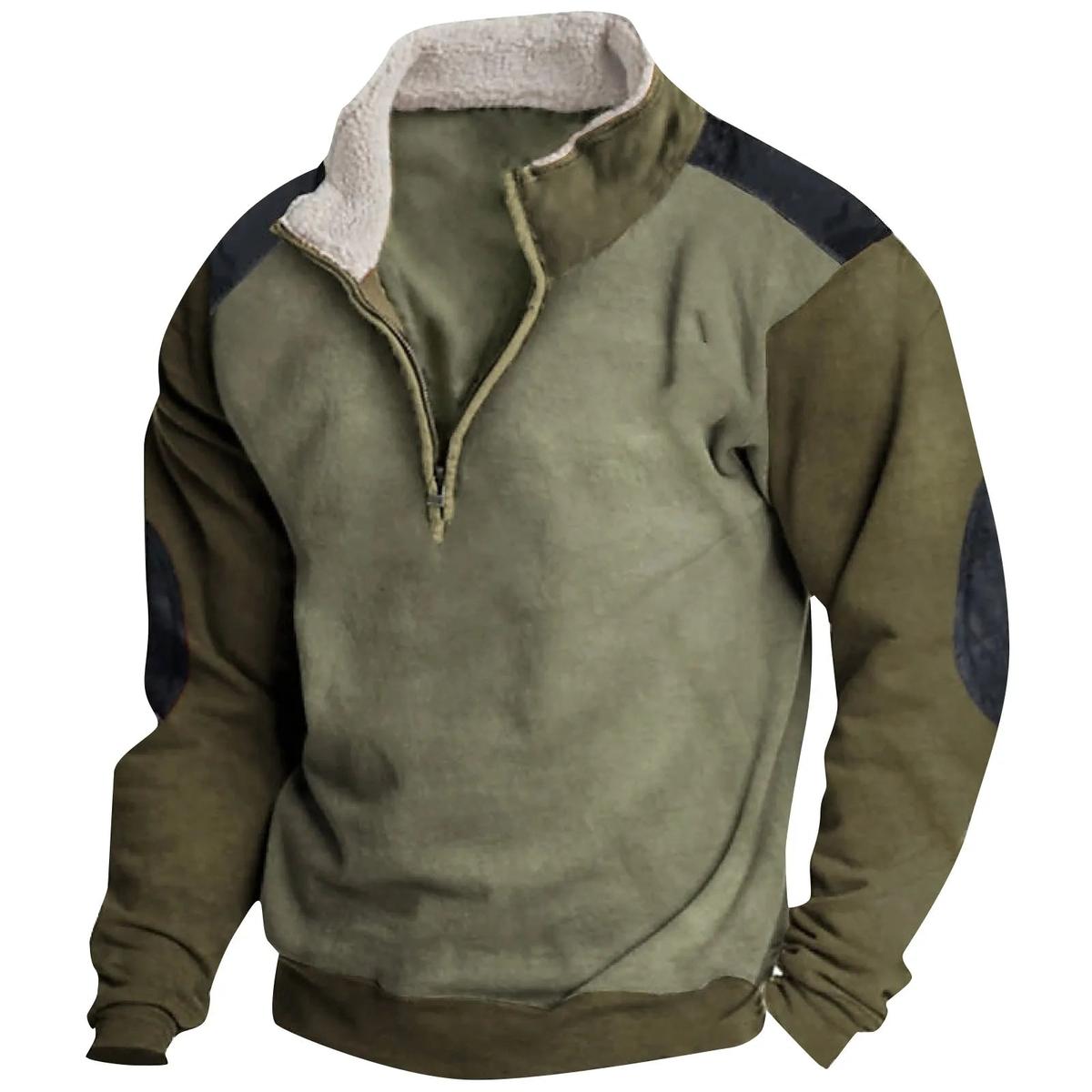 Heren Kwartrits Trui met Sherpa Kraag en Patch Details - Harlett