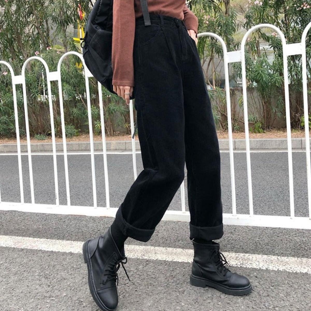 Hoge Taille Wijde Pijp Corduroy Broek Voor Dames - Harlett