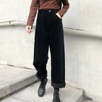 Hoge Taille Wijde Pijp Corduroy Broek Voor Dames - Harlett
