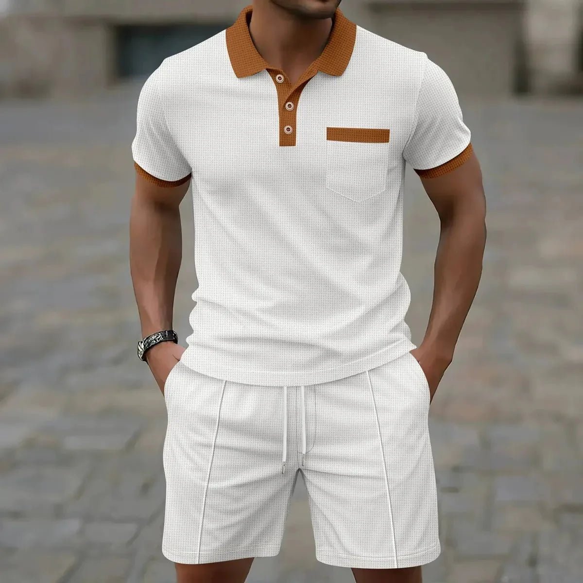 Katoenen Polo Shirt en Slim - Fit Shorts Set voor Mannen - Harlett