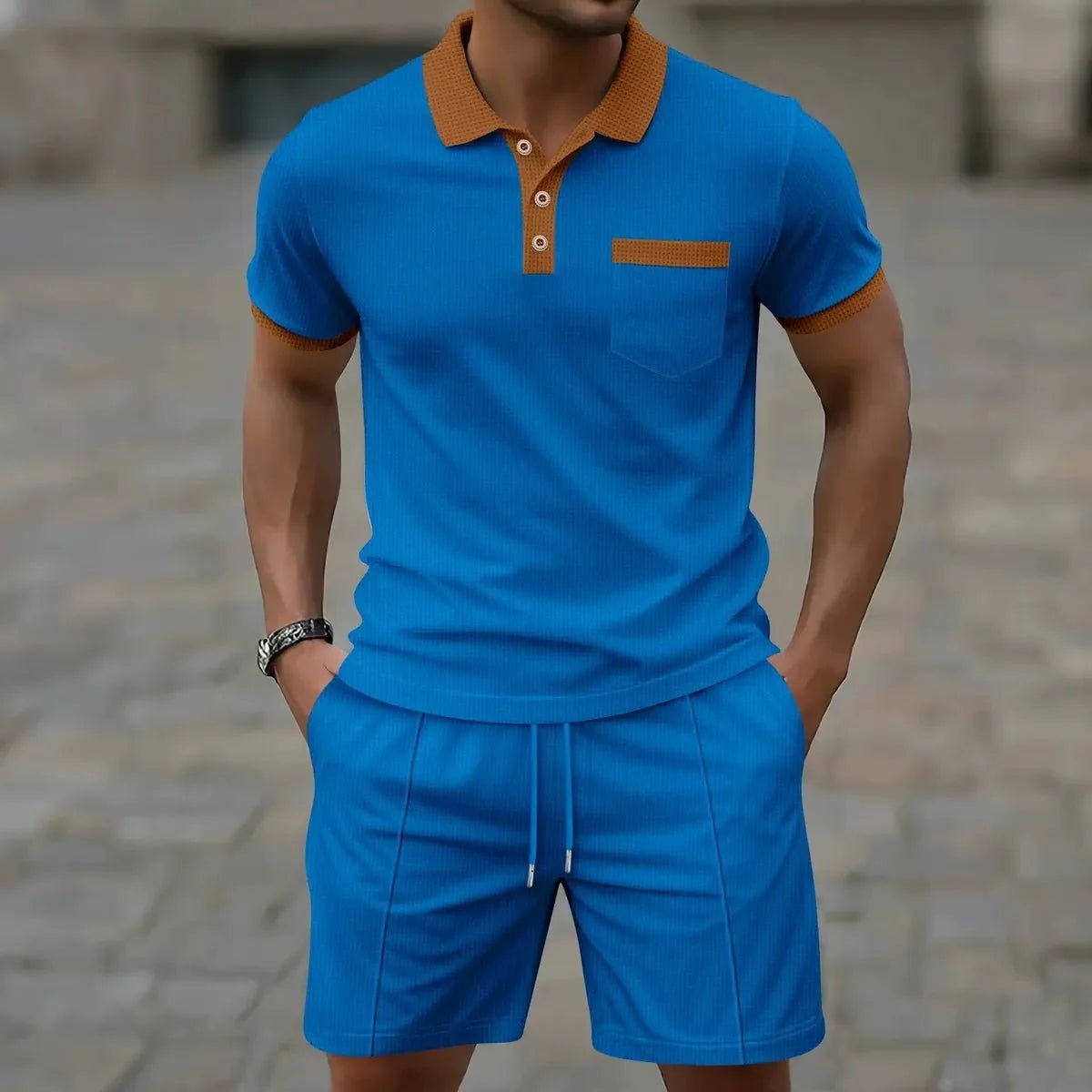 Katoenen Polo Shirt en Slim - Fit Shorts Set voor Mannen - Harlett