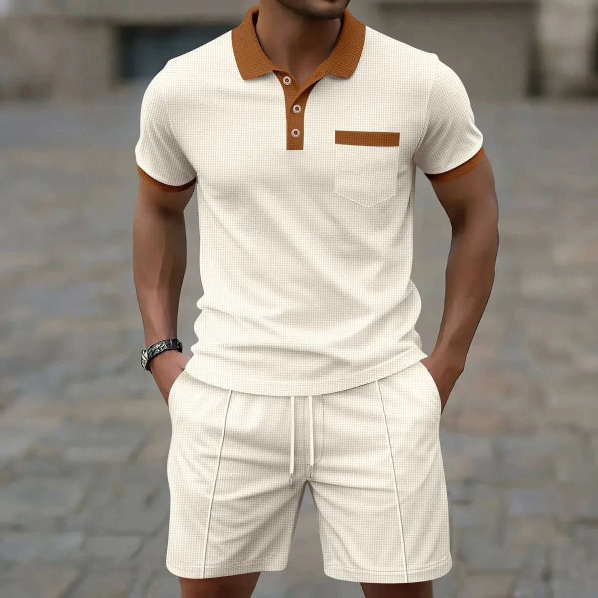 Katoenen Polo Shirt en Slim - Fit Shorts Set voor Mannen - Harlett