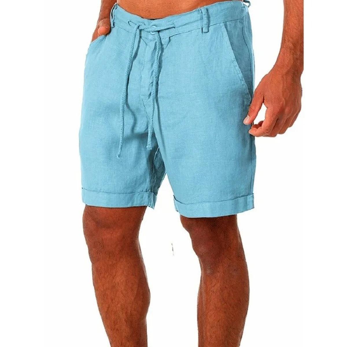 Lichte Linnen Shorts Voor Mannen Met Elastische Tailleband En Zakjes - Harlett