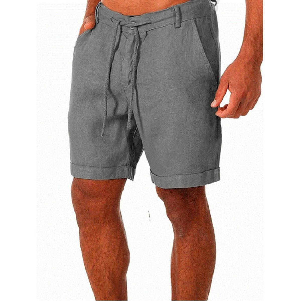 Lichte Linnen Shorts Voor Mannen Met Elastische Tailleband En Zakjes - Harlett