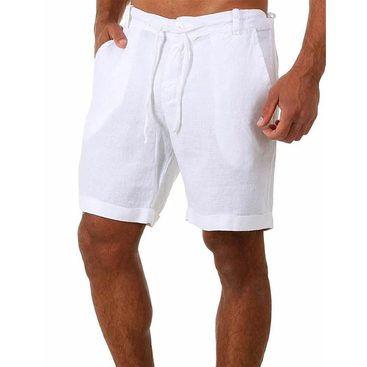 Lichte Linnen Shorts Voor Mannen Met Elastische Tailleband En Zakjes - Harlett