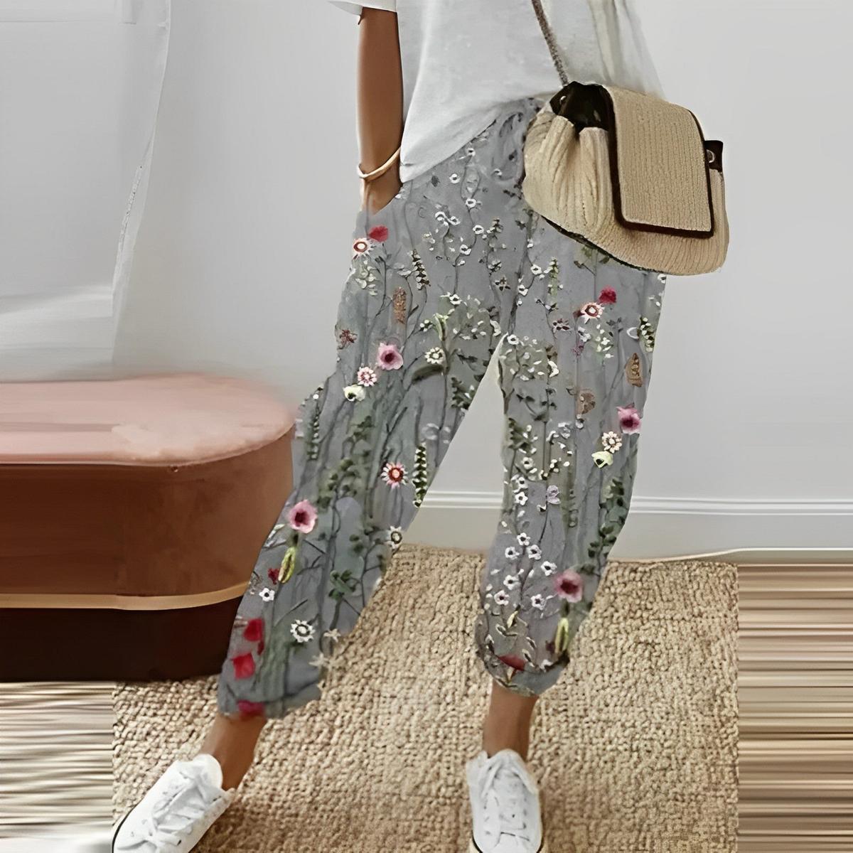 Lichtgewicht Boho Broeken Met Bladenpatroon Voor Dames - Harlett