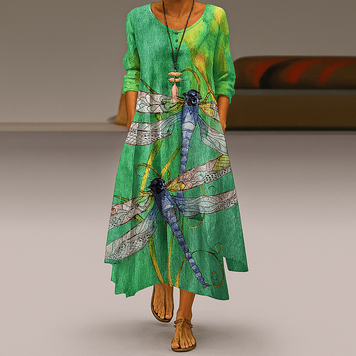 Milieuvriendelijke A - Lijn Jurk Met Gedefinieerde Taille - Harlett