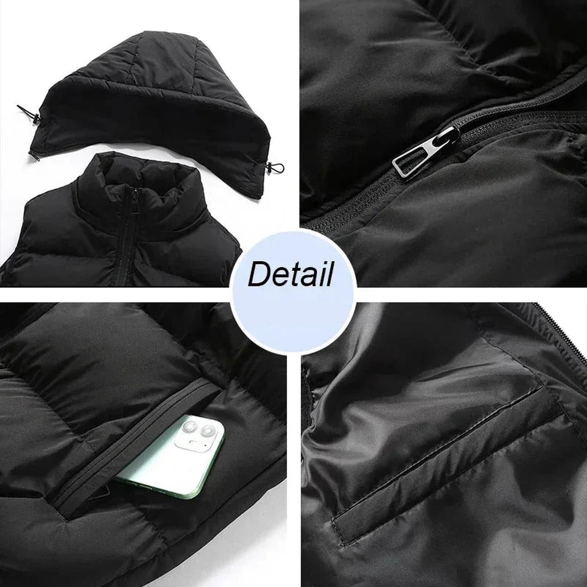 Mouwloze Geïsoleerde Winterjas met Afneembare Capuchon - Harlett