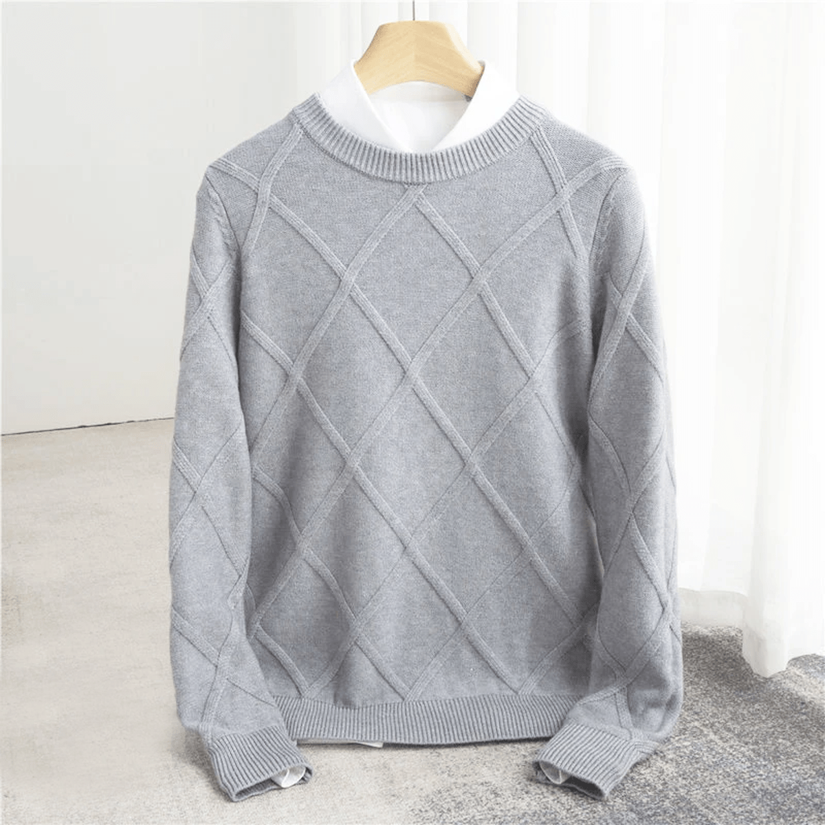 Ribgebreide Crew Neck Trui Van Wolblend Voor Mannen - Harlett