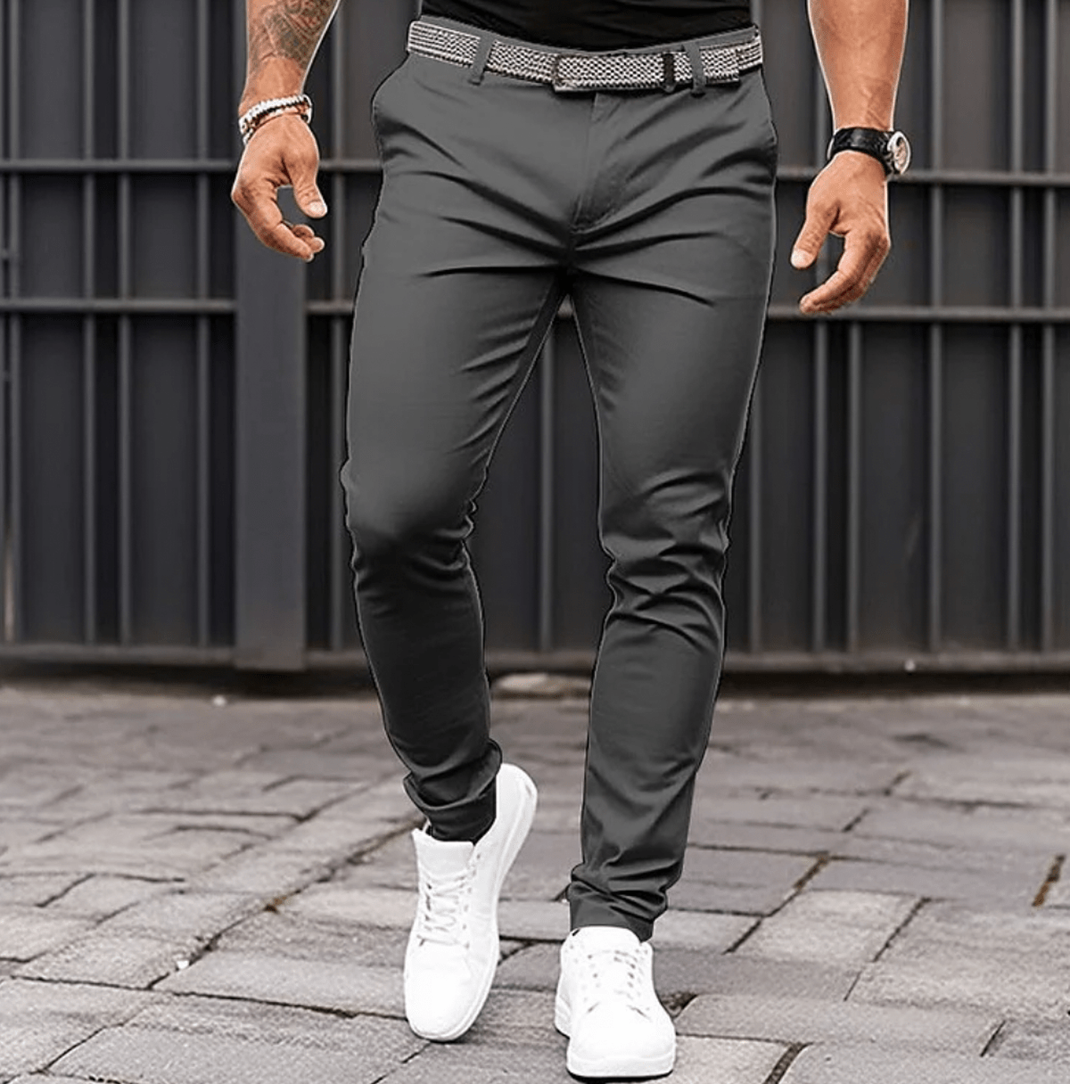 Slim - Fit Chino Broek Voor Mannen - Ademend En Stretchmateriaal Voor Herfst - Harlett