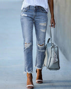 Slim Fit Gescheurde/Distressed Jeans Voor Vrouwen Casual Stretch Denim - Harlett