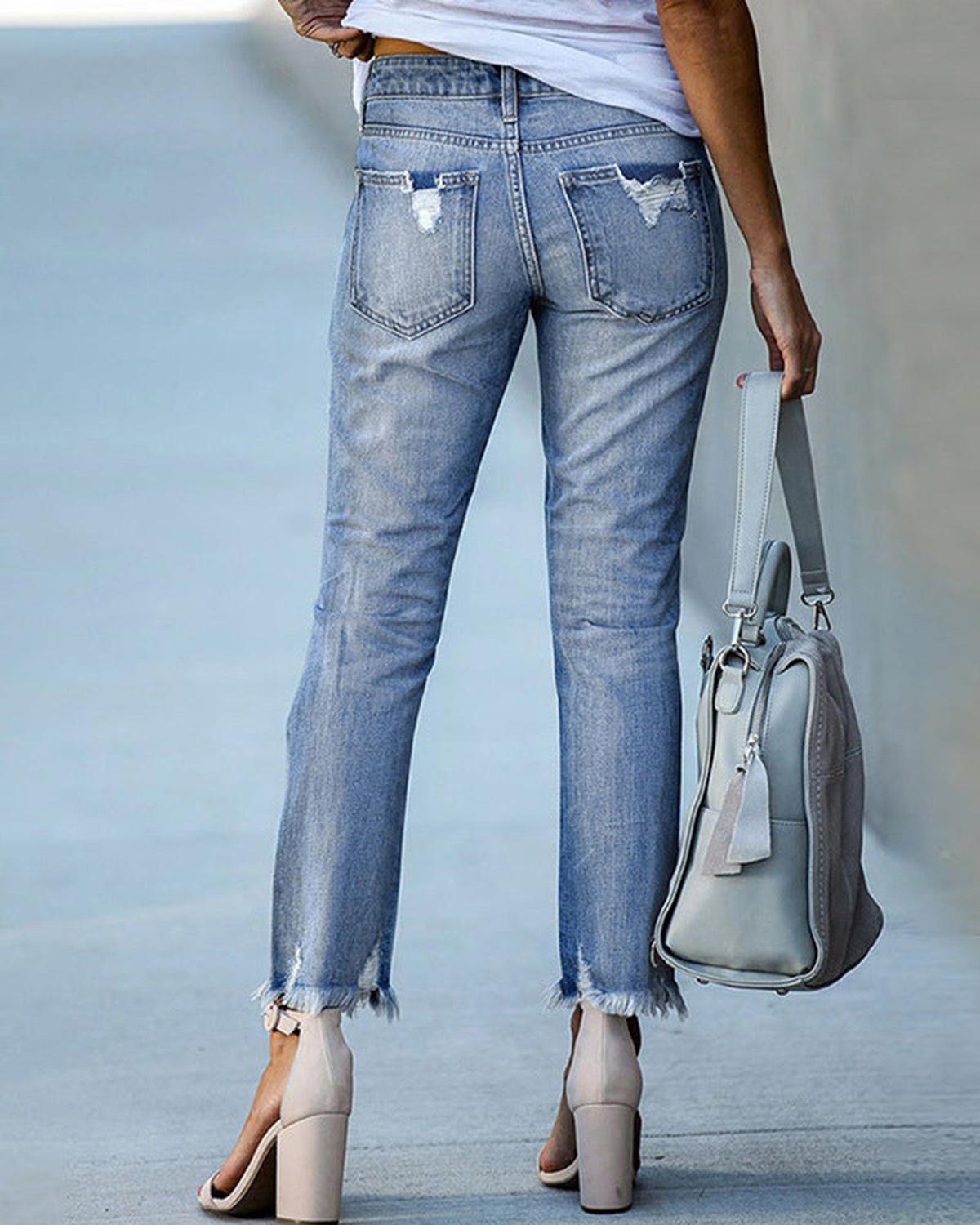 Slim Fit Gescheurde/Distressed Jeans Voor Vrouwen Casual Stretch Denim - Harlett