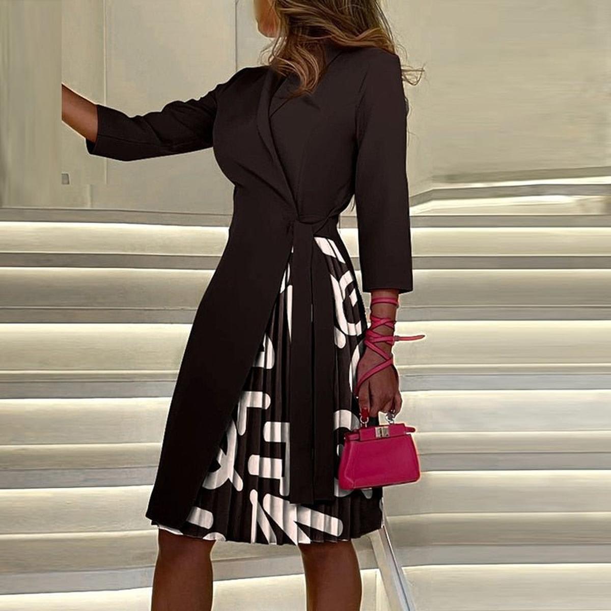 Stijlvolle Dames Blazer Midi Jurk Met Verstelbare Riem - Harlett