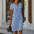 Tijdloze Vintage Jurk Met V - Hals En Korte Mouwen - Harlett