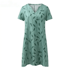 Tijdloze Vintage Jurk Met V - Hals En Korte Mouwen - Harlett