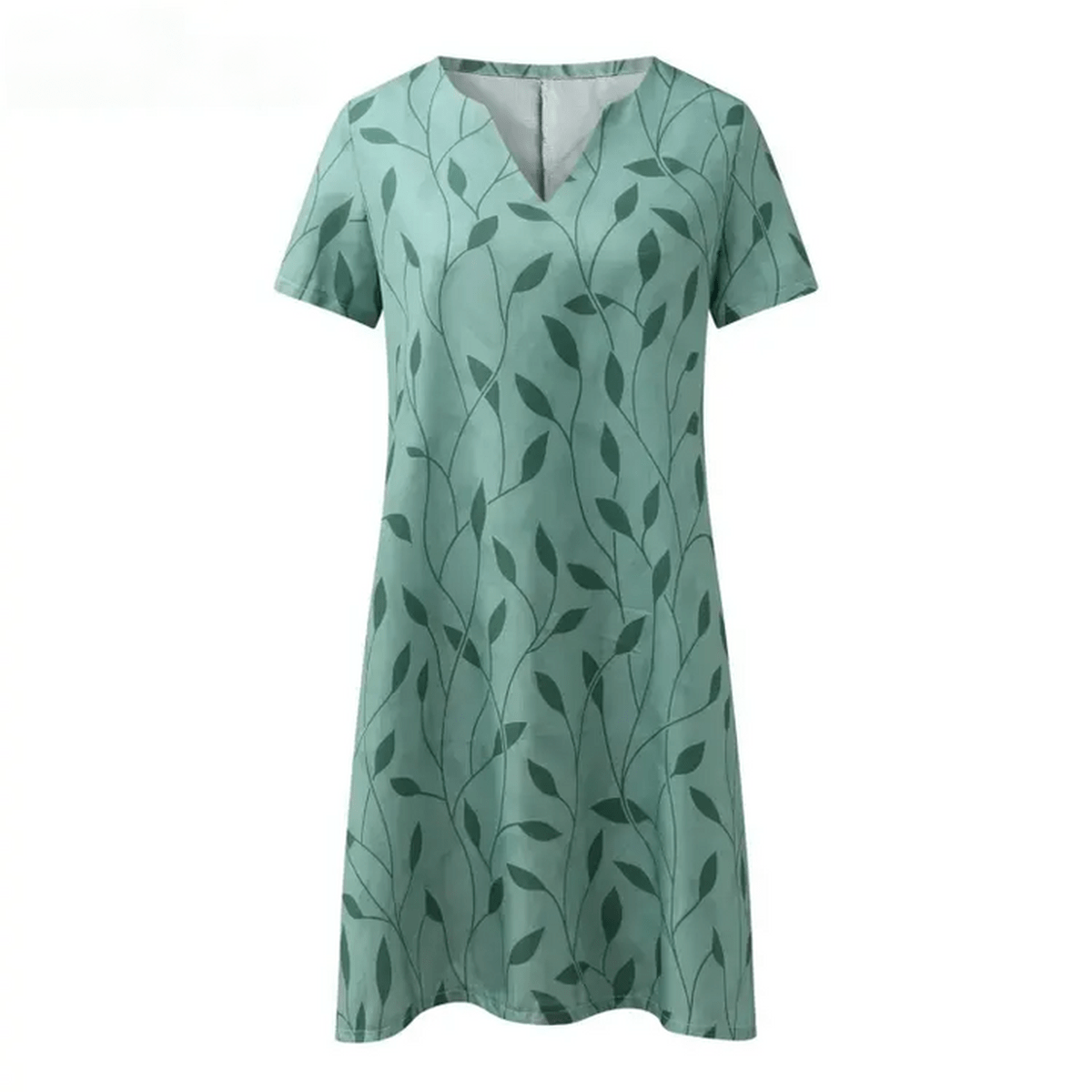 Tijdloze Vintage Jurk Met V - Hals En Korte Mouwen - Harlett