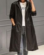 Waterdichte Lange Trenchcoat Met Capuchon Voor Herfst En Winter - Harlett