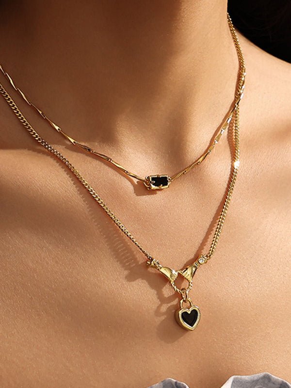Zwarte hart hanger ketting - Harlett